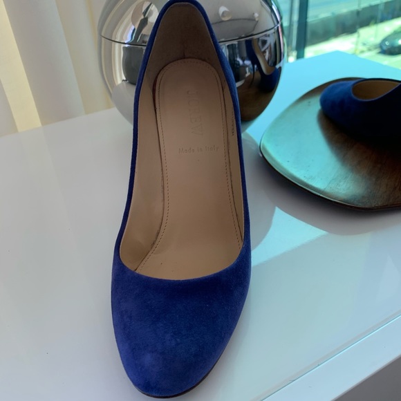 J. Crew Iris Blue Leather Suede Pump Stiletto Heel - Picture 11 of 15
